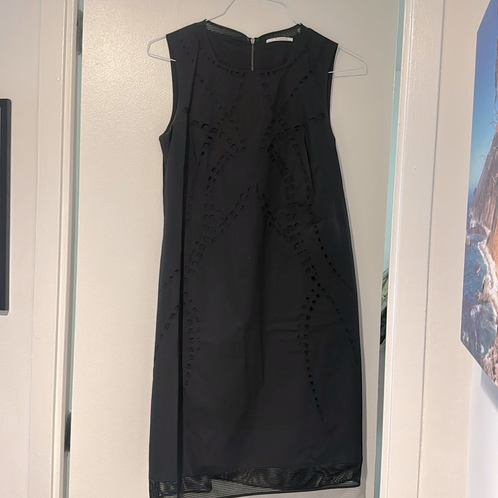 T Tahari black eyelet sheath dress 8